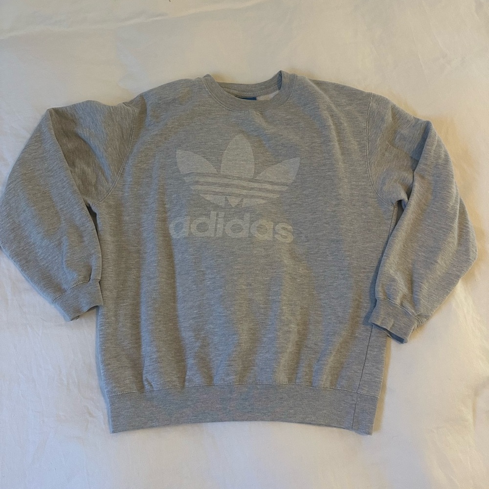 Adidas Gray Crewneck Sweater Sporty Casual Style
